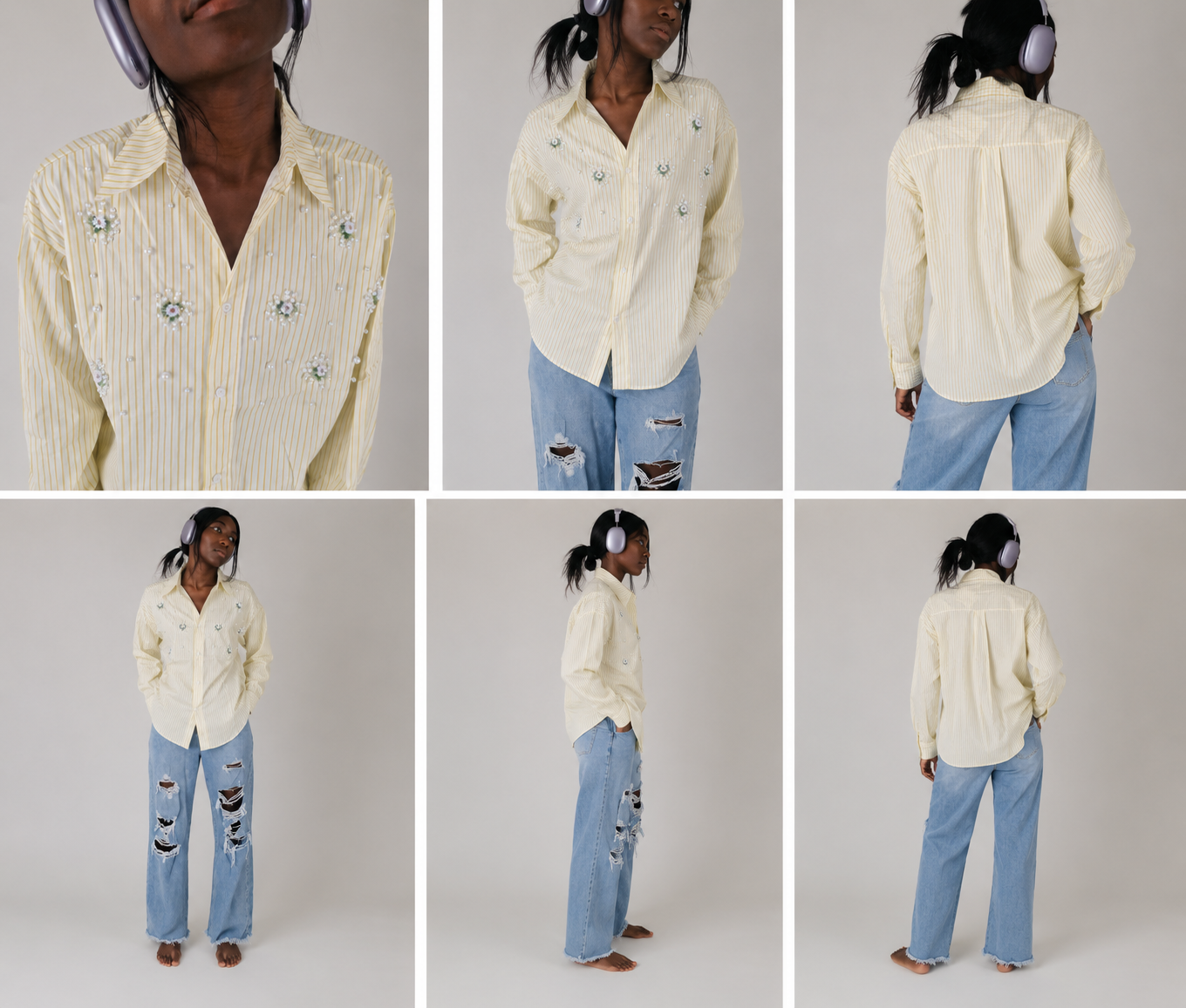 Chemise jaune et blanche TU
